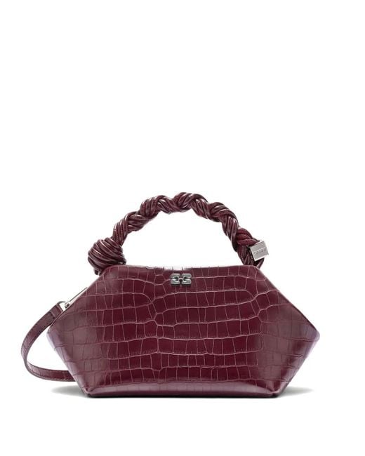Ganni Purple Bou Twisted-Handle Tote Bag