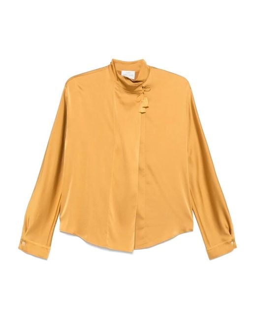 Forte_forte Orange Heavy Stretch Silk Satin Kimono Shirt