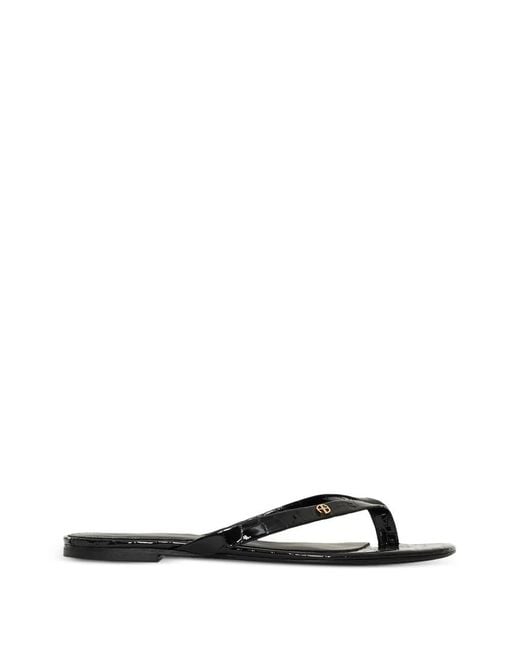 Anine Bing White Noelle Croc-Embossed Flat Sandals