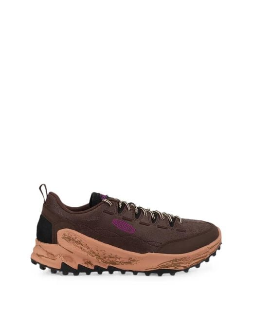 Keen Brown Textured Panelled Hiking Sneakers for men