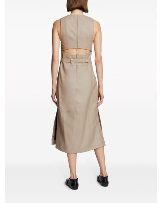 PROENZA SCHOULER WHITE LABEL V neck Cut out Midi Dress in Natural