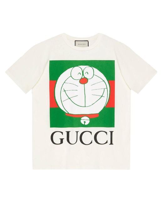 Gucci White X Doraemon Logo-print T-shirt