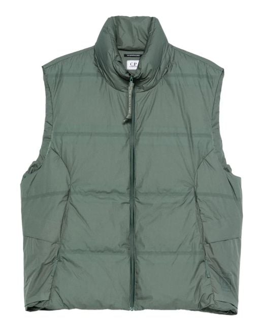 C P Company Green Quilted High-Neck Vest for men