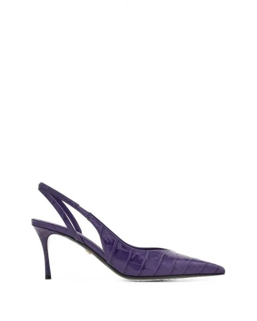 Ferragamo Purple Mid Heel Slingback