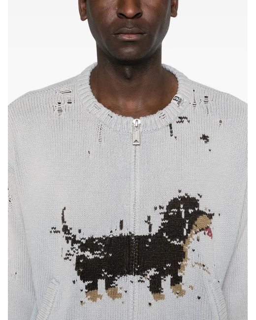 Maison Mihara Yasuhiro Gray Cardigan En Jacquard À Effet Usé for men
