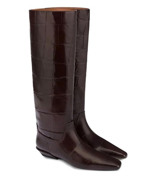 Paris Texas Brown Croco-Embossed Leather Boots