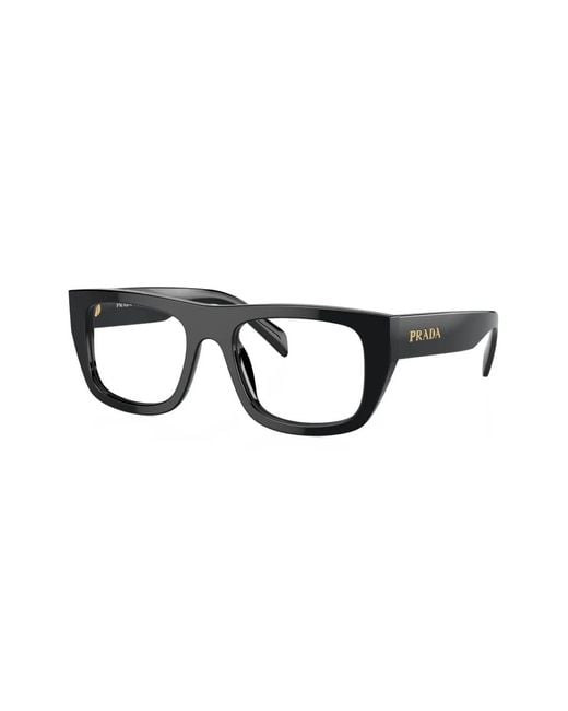 Prada Black Matte Rectangle-Frame Glasses