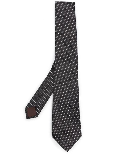 Canali Black Geometric-Pattern Print Silk Tie for men