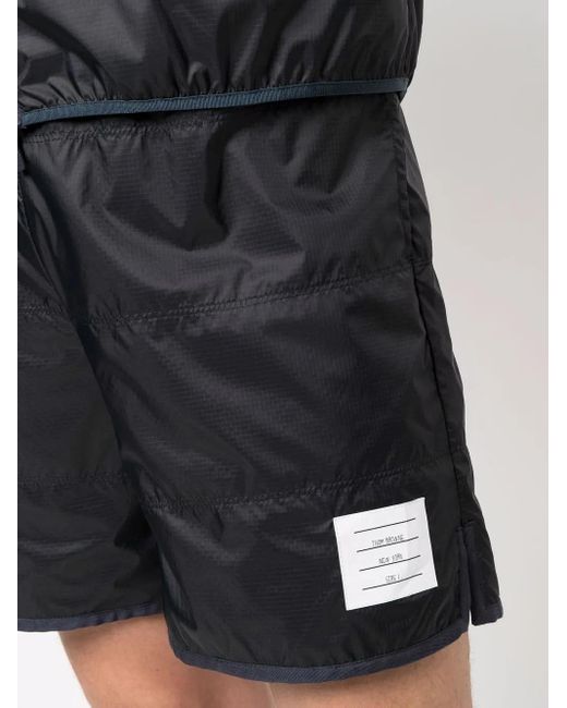 Thom Browne Black Ripstop Track Shorts for men