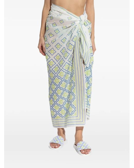 Casablanca Blue Monogram-Print Pareo