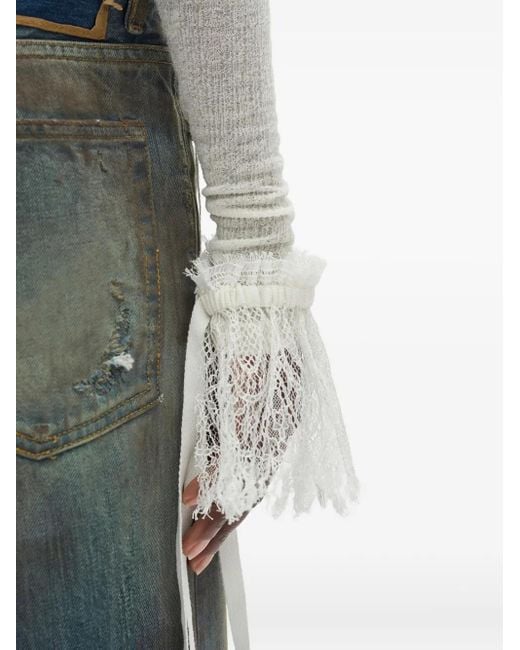 Ann Demeulemeester Gray Lace-Detail Top