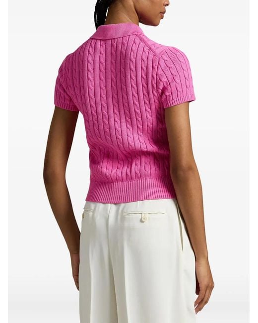 Polo Ralph Lauren ケーブルニット ショートスリーブトップ Pink