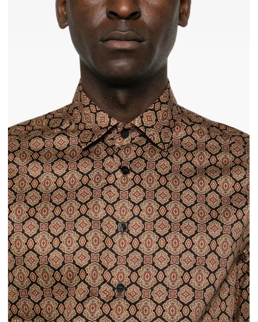 Etro Brown Chemise À Motif Géométrique for men