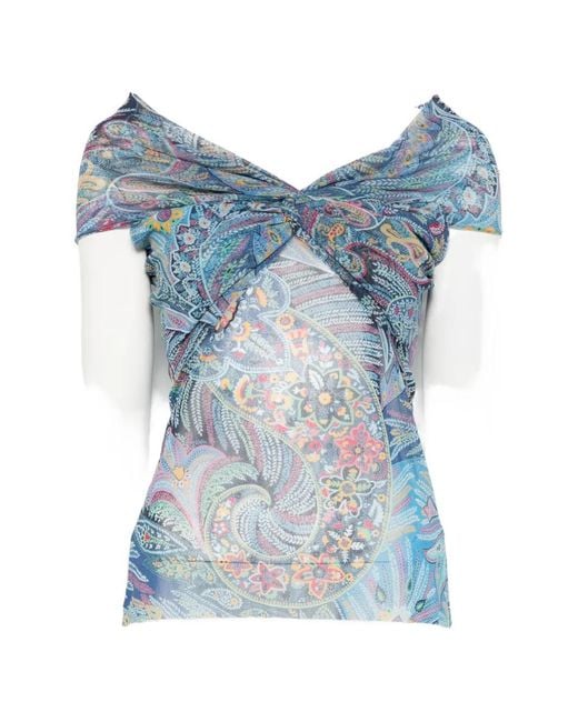 Etro Blue Flower-Pattern Top