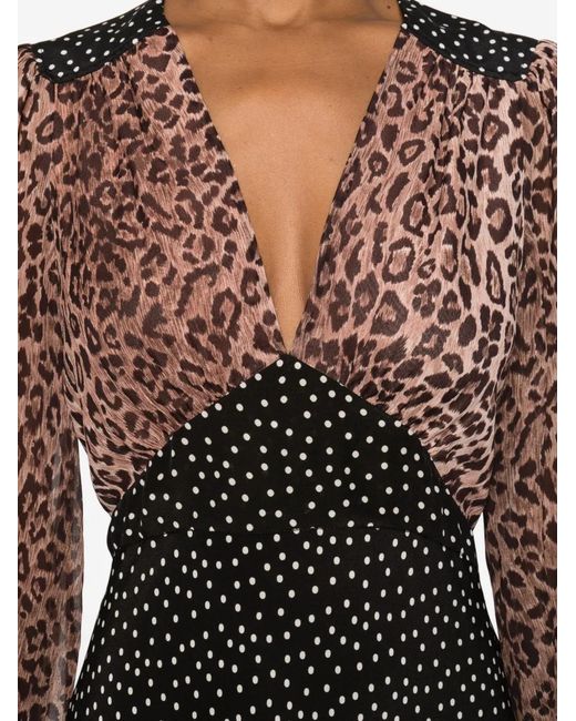 rixo polka dot dress brown RIXO Amari Silk Midi Mini Polka Dot Black main image 1