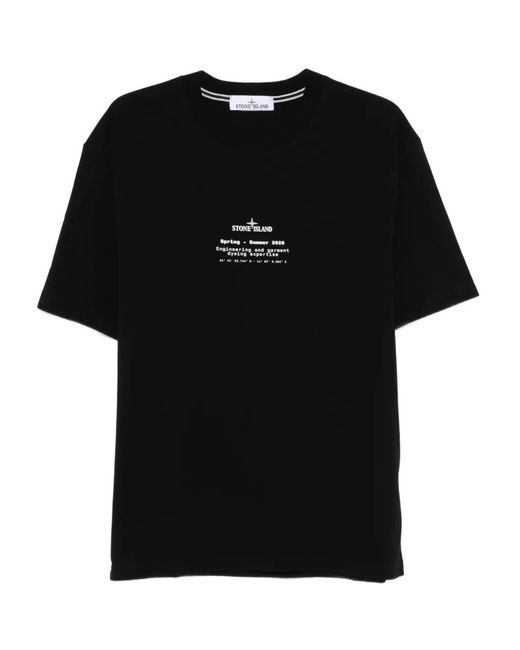 Stone Island Black Logo Cotton T-Shirt for men