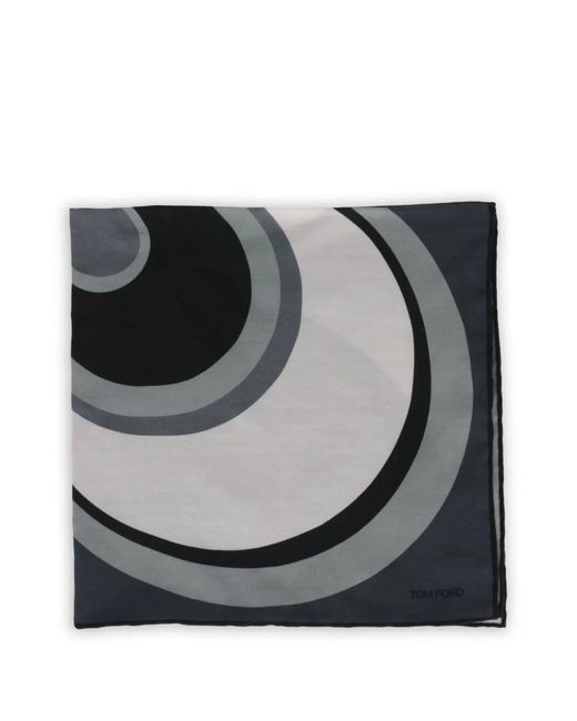 Tom Ford Black Geometric-Print Pocket Square for men