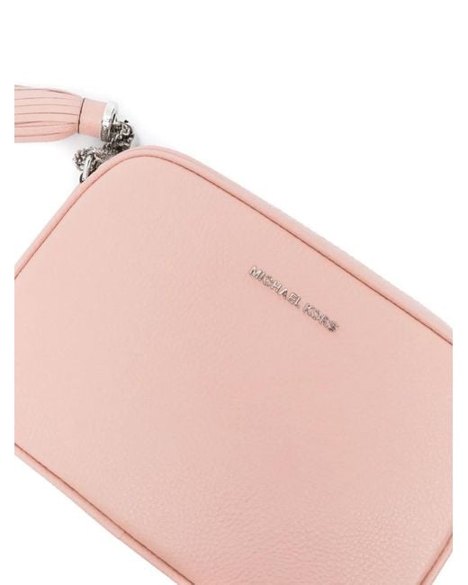MICHAEL Michael Kors Pink Pebbled Leather Logo Crossbody Bag