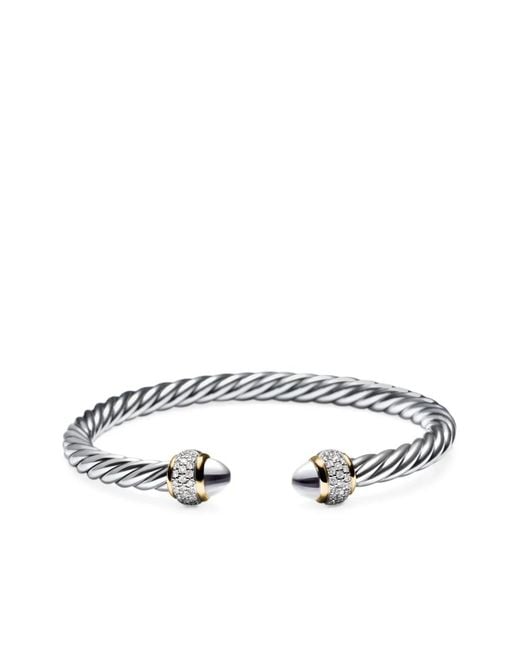 David Yurman White 18Kt And Sterling Cable Diamond Bracelet (5Mm)