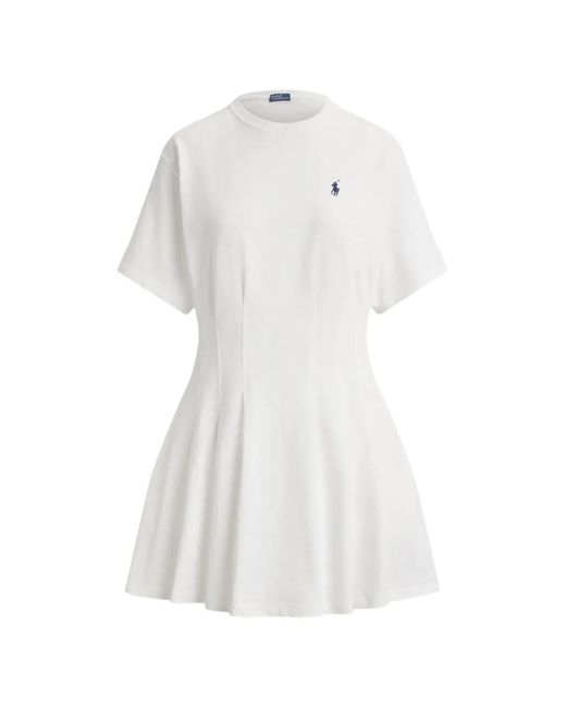 Polo Ralph Lauren White Pleated Cotton Jersey Dress