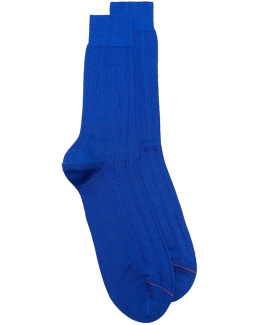 Paul Smith Blue Logo-print Ribbed Socks for men
