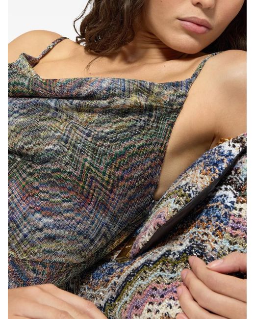 Missoni Gray Robe En Maille À Col Bénitier