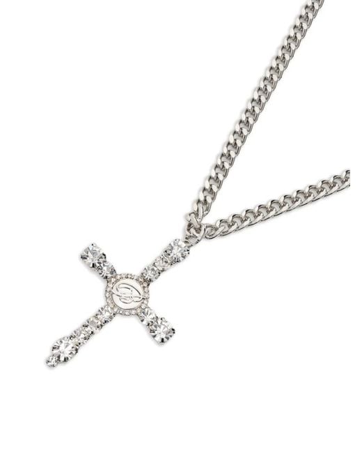 Blumarine White Cross Chain Necklace