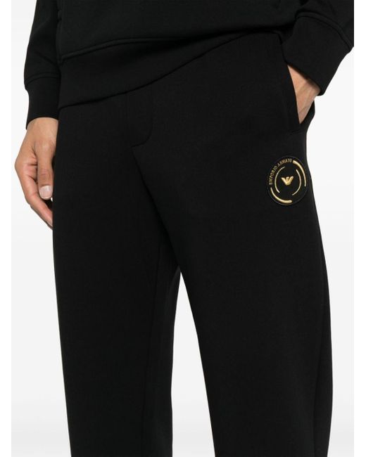 Emporio Armani Black Logo-patch Jersey Trousers for men