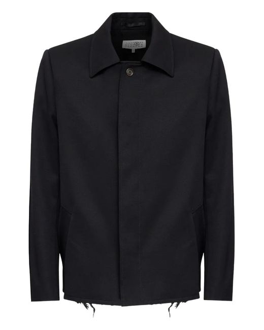 Sobrecamisa con dobladillo deshilachado MM6 by Maison Margiela de hombre de color Black