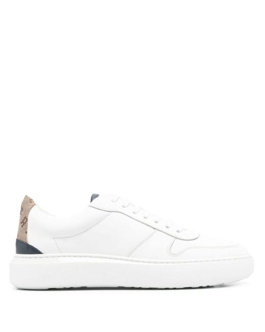 Herno White Monogram-heel Leather Sneakers for men