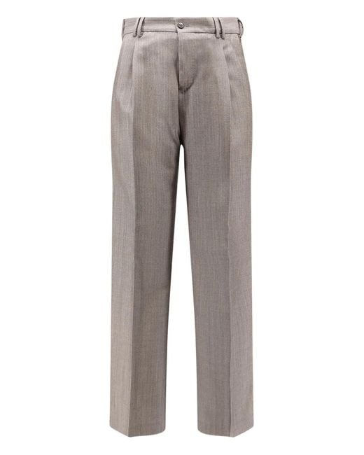 PT Torino Gray Buttoned Logo Trousers for men