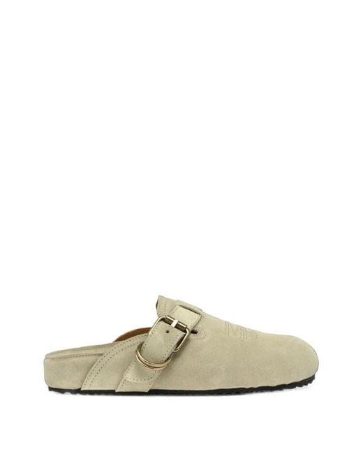 Buttero White Mules À Détail De Boucle