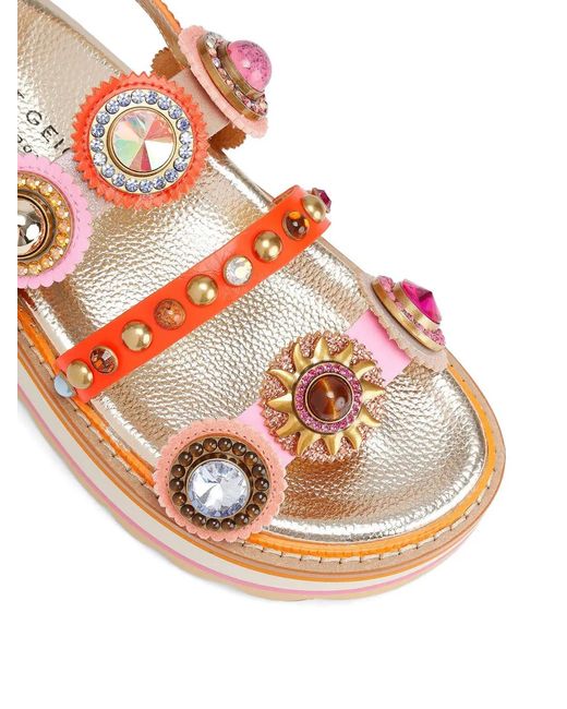 Kurt Geiger Orange Sandales Plateformes À Ornements En Cristal