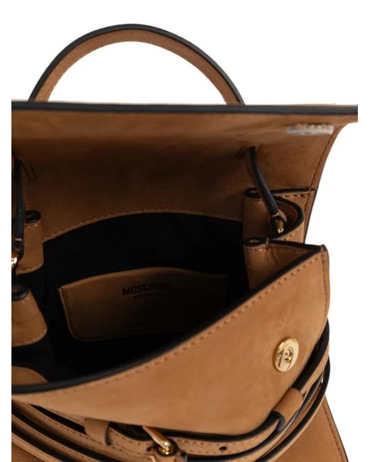 Moschino Brown Small Tie Me Buckle-Strap Tote Bag