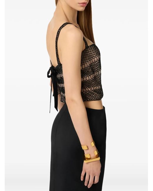 Elisabetta Franchi Gray Open-Work Band Top