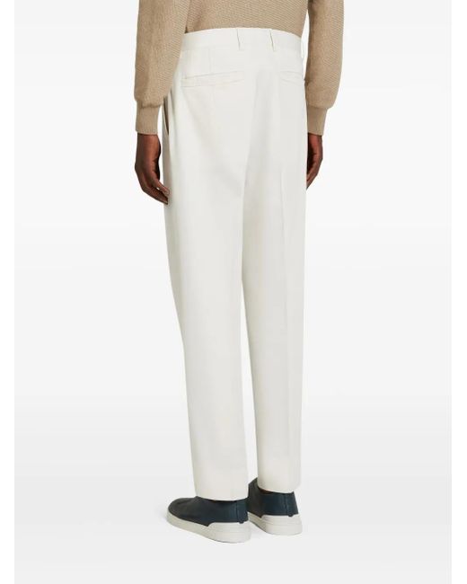 Zegna White Pressed-Crease Trousers for men