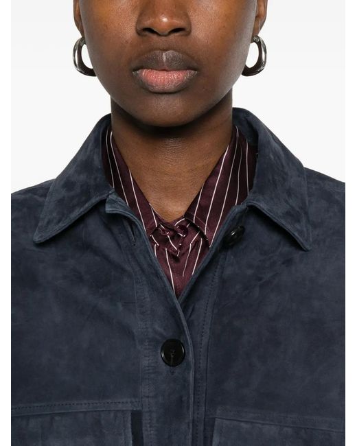 Arma Blue Suede Patch-Pocket Jacket