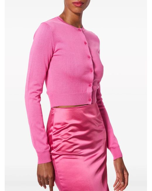 Carolina Herrera Pink Silk-Blend Cropped Cardigan