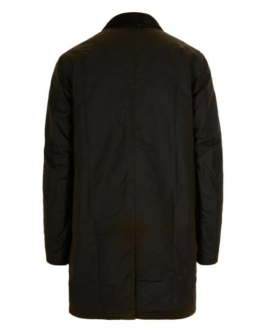 Barbour Black Cotton Buttoned Coat for men