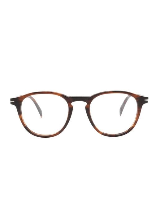 David Beckham Brown Round-Frame Tortoiseshell-Effect Glasses