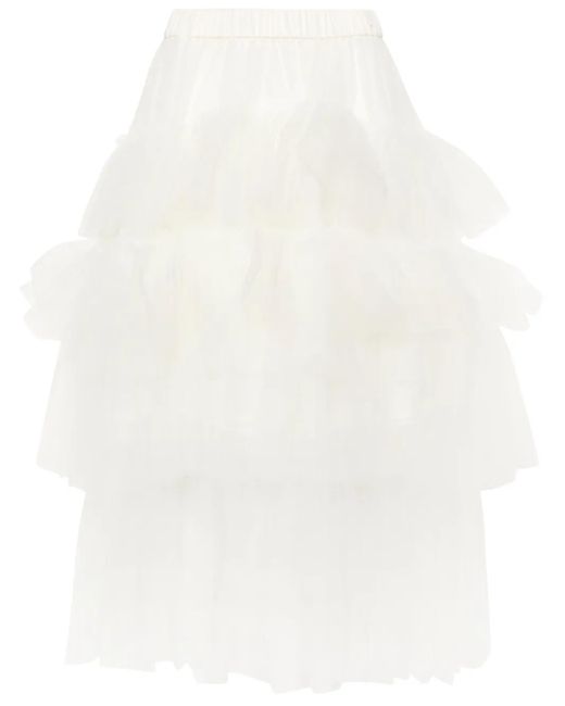 Simone Rocha White Ruffled Tiered Tulle Skirt - Women's - Acetate/polyamide/silk/acetatecupronylon