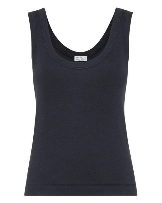 Brunello Cucinelli Geribbelde Tanktop in het Black