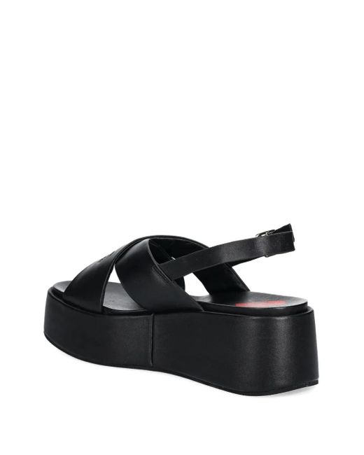Love Moschino Black Crossover-Strap Platform Sandals