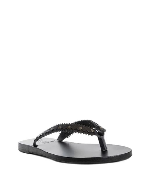 Ancient Greek Sandals White Studded Leather Sandals