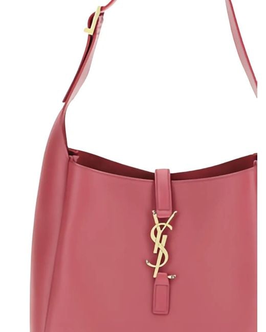 Saint Laurent Pink Leather Ysl Logo Shoulder Bag