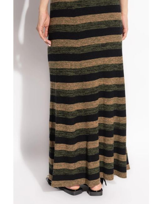 Ganni Black Skirt With Stripe Pattern,