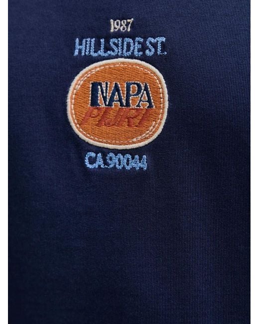 Napapijri Blue Krous Embroidered T-Shirt for men