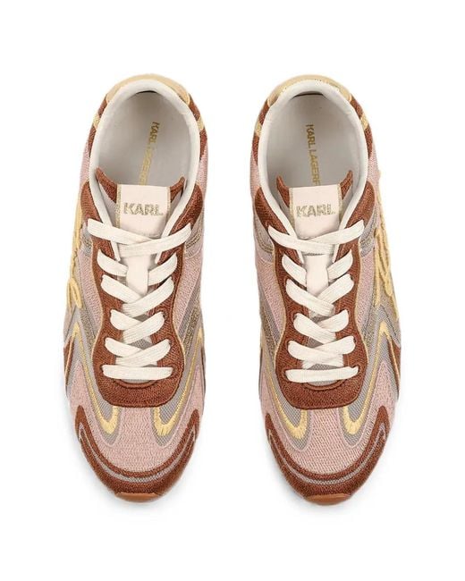Karl Lagerfeld Brown Logo-Embroidered Sneakers