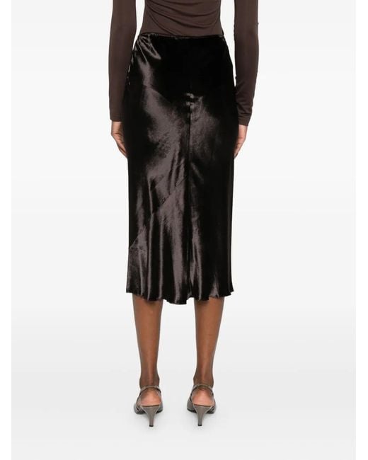 Dorothee Schumacher Black Velvet Bias-Cut Skirt