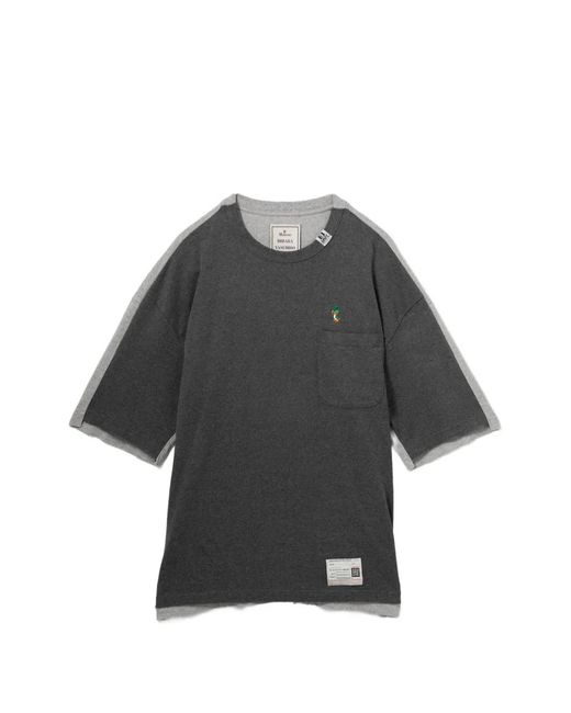 Maison Mihara Yasuhiro Gray Logo-Embroidered Two-Tone T-Shirt for men